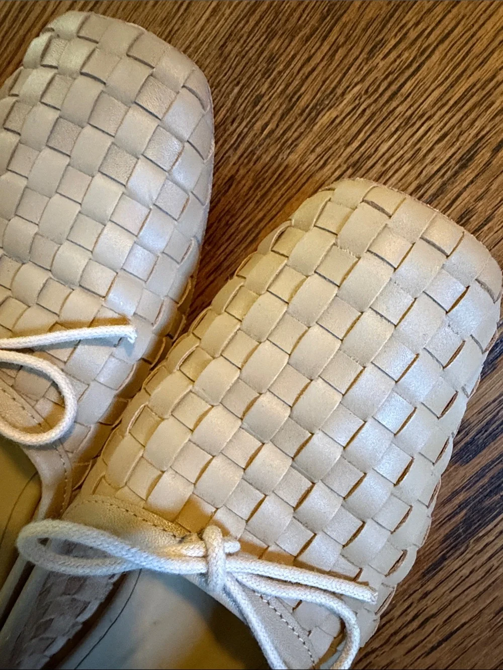 Freda Salvador Woven Cream Bow Loafer Flats